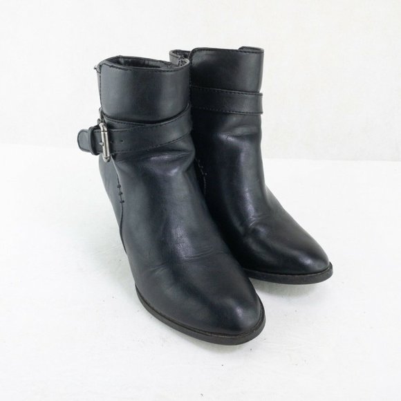 Bass & Co Felicia Womens Ankle Boots Size 6 M Black Heel Bootie Outdoor #2363 - Picture 2 of 9